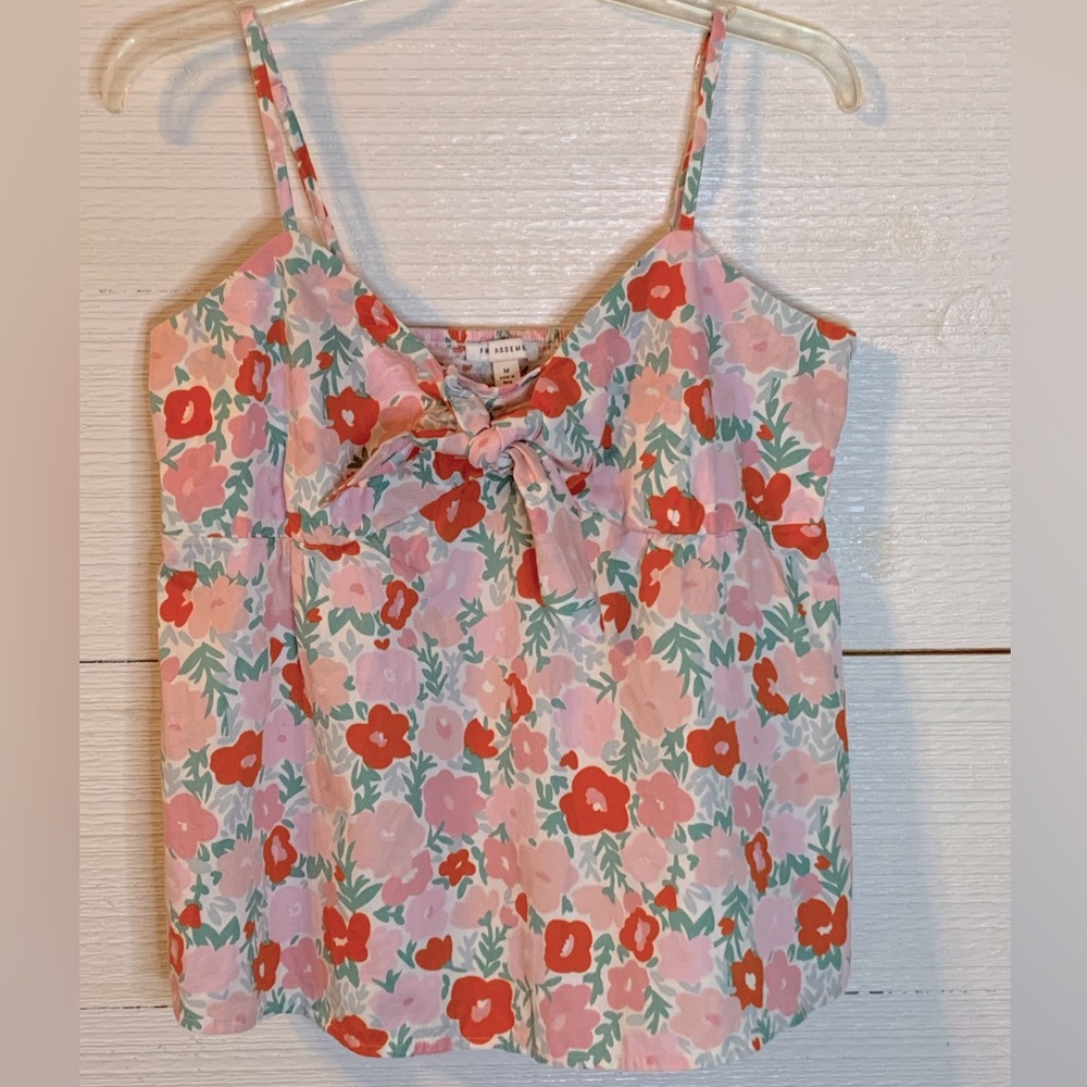 Spaghetti Strap Floral Tank Top by Free Aasembly.  Size Medium.